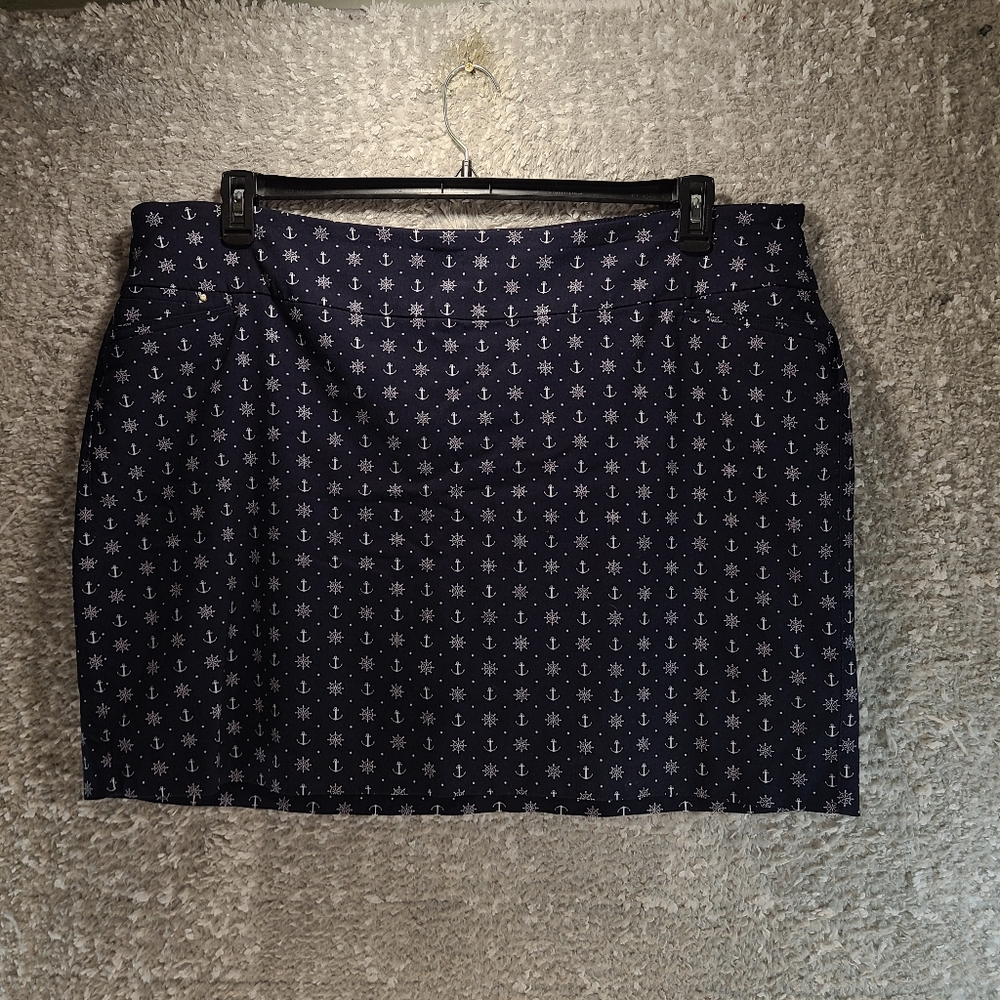 Attyre Women Skort Skirt Pull On Size 22W Rayon Nylon Blend Pockets Nautical